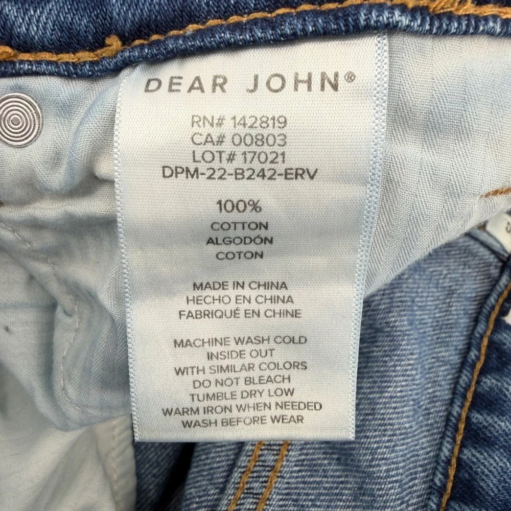 Dear John Womens Size 25 Blue Denim Distressed Straight Leg‎ Jeans